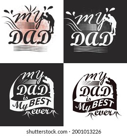 Super Dad  t-shirt print. Happy father's day. Vector illustration. Patch with lettering, crown, wings and hearts.