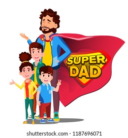 Super Dad Vector. Father's Day. Shield Badge. Isolated Flat Cartoon Illustration
