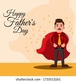 Super daddy concept, Super father. Happy Father's Day greeting vector illustration