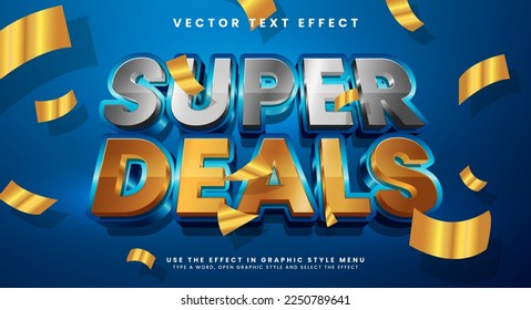 Super deal 3d editable text style effect. Elegant text effect silver and gold color suitable for promotion sale needs.