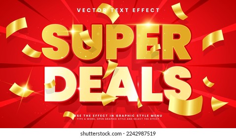 Super deal 3d editable vector text effect with red luxury concept.