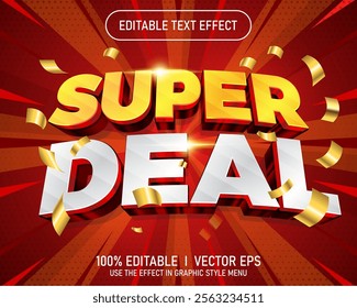 super deal 3d vector text effect with modern style design