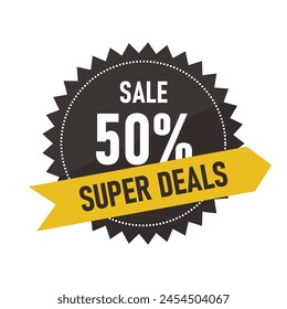 super deal 50% badges sale best deal promo estrategia de marketing estrategia de ventas diseño amarillo