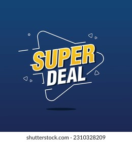 Super deal banner promotion, sale tag, banner template with blue background, Vector illustration. - Shutterstock ID 2310328209