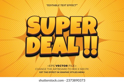 Super deal editable 3d text effect vector  template use for business brand,flyer and advertising  social media