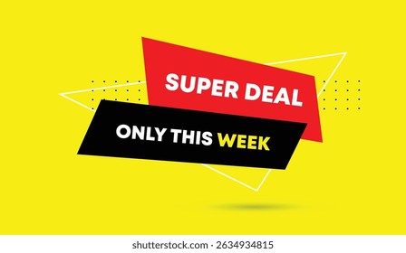 Super deal only this week editable vector art banner template illustration red black shapes abstract business background modern design for marketing sale promotion flyer social media ad poster