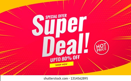 Super Deal Sale Banner Background Red.Vector Design