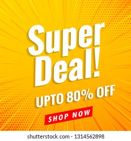 Super deal sale banner yellow background .Vector design