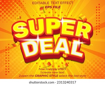 Super Deal Text Effekt, Schriftart editierbar, Typografie, 3D-Text. Vektorvorlage