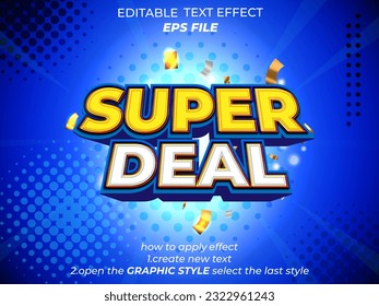 super deal text effect, font editable, typography, 3d text. vector template