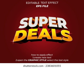 super deal text effect, font editable, typography, 3d text. vector template