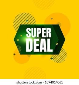 Super Deal Text Vector Template for Promotion Content with Yellow Background - Shutterstock ID 1894014061
