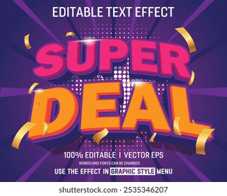 super deal vector 3d text effect with modern style design