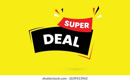 super deal web banner icon vector template art illustration best design yellow abstract elements background black red shapes unique layout modern style popular graphic trending sale advertising