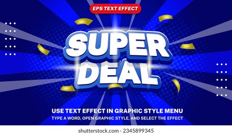 Super deals 3D editable text style effect suitable for product promotion and advertising banners.