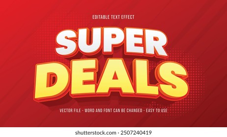 Super ofertas efecto de texto 3D, efecto de estilo de texto publicitario