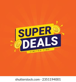 Super deals banner discount promotion template vector illustration - Shutterstock ID 2351194001