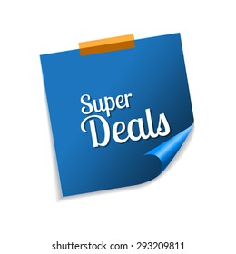 Super Deals Blue Sticky Notes Vector Icon Design