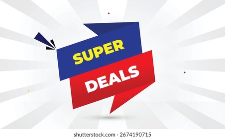 Super Angebote editierbare eps-Format Web-Banner Vektorgrafik Illustration Vorlage Design blau rot Farbverlauf Formen gelb fett Schriftart weiß grau Farbverlauf abstrakte Illustration Sonnenschein Business-Hintergrund 4k