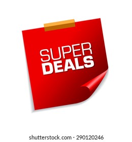 Super Deals Red Sticky Notes Vector Icon Design