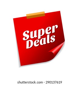 Super Deals Red Sticky Notes Vector Icon Design