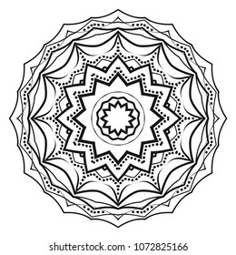 Super decorative round ornament. Anti-stress therapy pattern. Vector illustration for design.