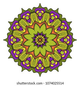 Super decorative round ornament. Anti-stress therapy pattern. Vector illustration for design.