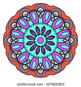Super decorative round ornament. Anti-stress therapy pattern. Vector illustration for design.