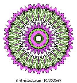 Super decorative round ornament. Anti-stress therapy pattern. Vector illustration for design.