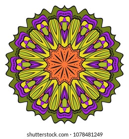Super decorative round ornament. Anti-stress therapy pattern. Vector illustration for design.