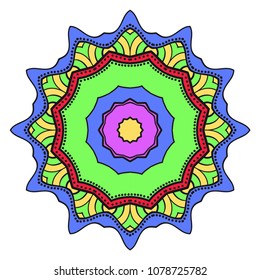 Super decorative round ornament. Anti-stress therapy pattern. Vector illustration for design.