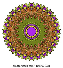Super decorative round ornament. Anti-stress therapy pattern. Vector illustration for design.