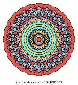 Super decorative round ornament. Anti-stress therapy pattern. Vector illustration for design.