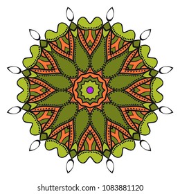 Super decorative round ornament. Anti-stress therapy pattern. Vector illustration for design.