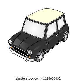 Super deformed cute vintage mini car vector.