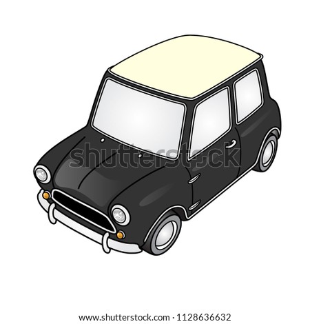 Super deformed cute vintage mini car vector.