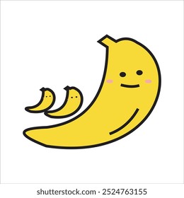 super delicious banana fruit design in yellow illustration
