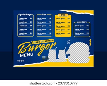 Super leckeres Hamburger Landscape-Menü-Design
