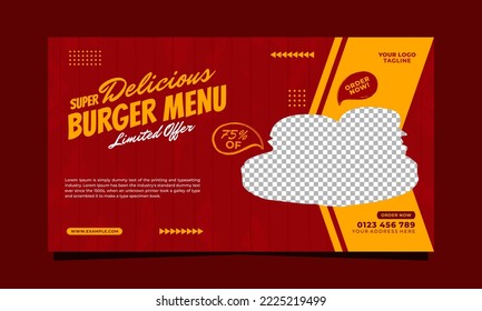 Super leckeres Hamburger Menü mit Banner oder Plakatvorlage