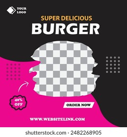 Super delicious burger poster design 