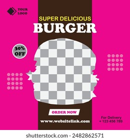Diseño de póster de hamburguesa súper deliciosa 