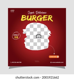 Super Delicious Burger Sale social Media Post Design