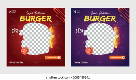 Super Delicious Burger Sale Social Media Post Design