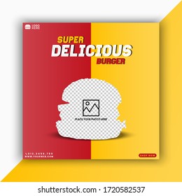 Super Delicious Burger Social Media Banner Template