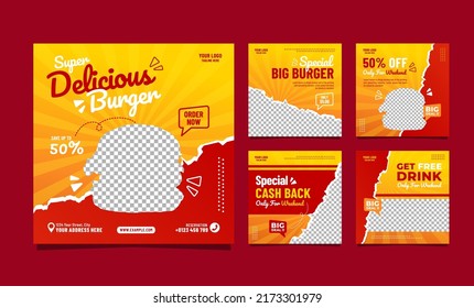 Super delicious burger social media post template design