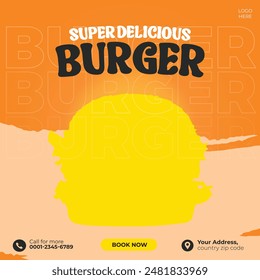 Super Delicious burger social media template design