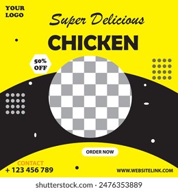 Diseño de póster de pollo súper delicioso 