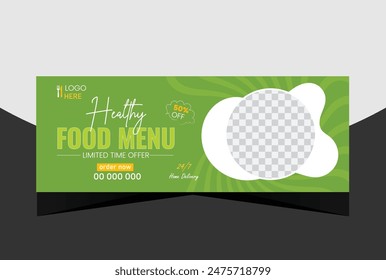 Super delicious fast food Facebook cover banner template. Food banner or poster design for online business marketing. Perfect for business branding,