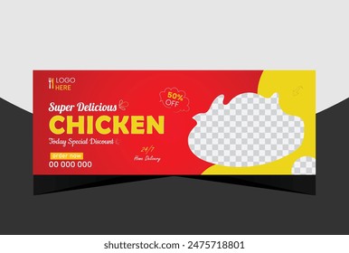 Super delicious fast food Facebook cover banner template. Food banner or poster design for online business marketing. Perfect for business branding,