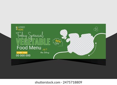 Super delicious fast food Facebook cover banner template. Food banner or poster design for online business marketing. Perfect for business branding,